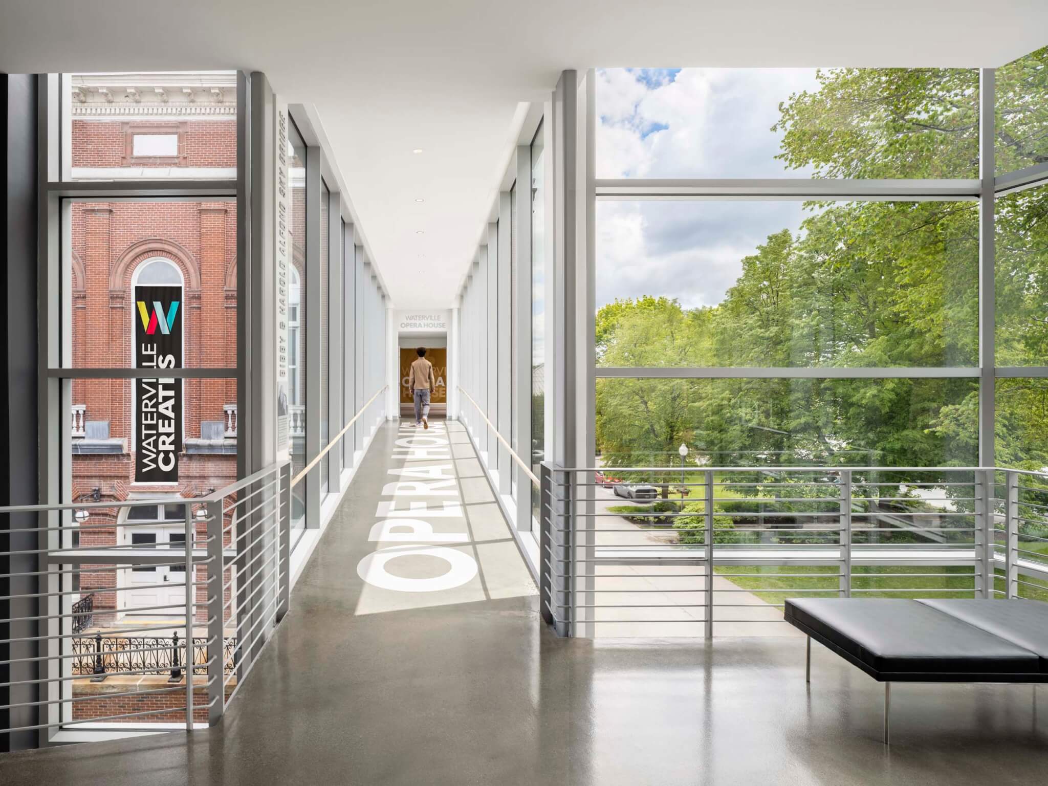 hallway and bridge connection in the Paul J. Schupf Center