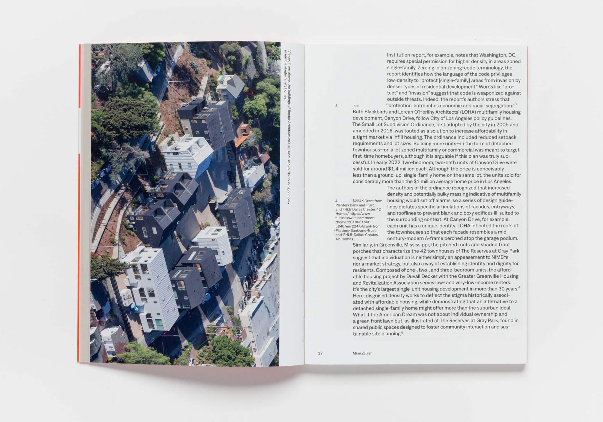 book spread with photography with text