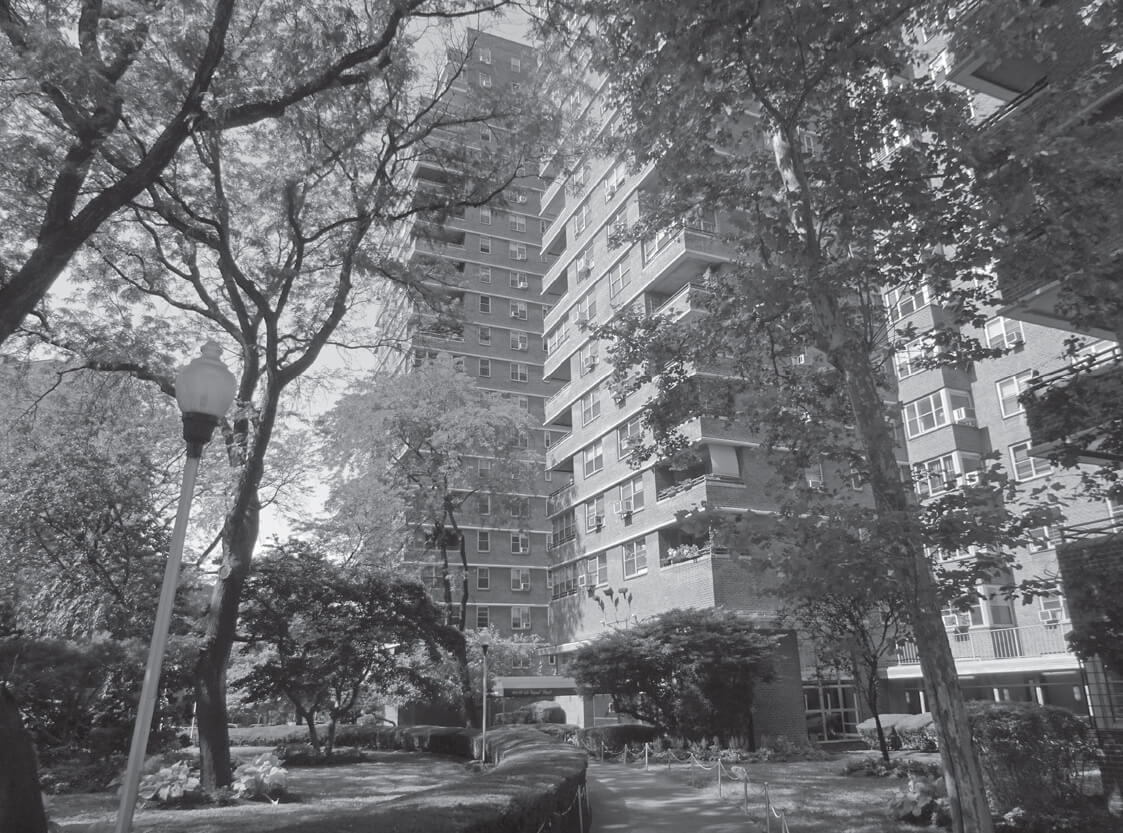 black and white photograph of Co-operative Village by Owen Hatherley