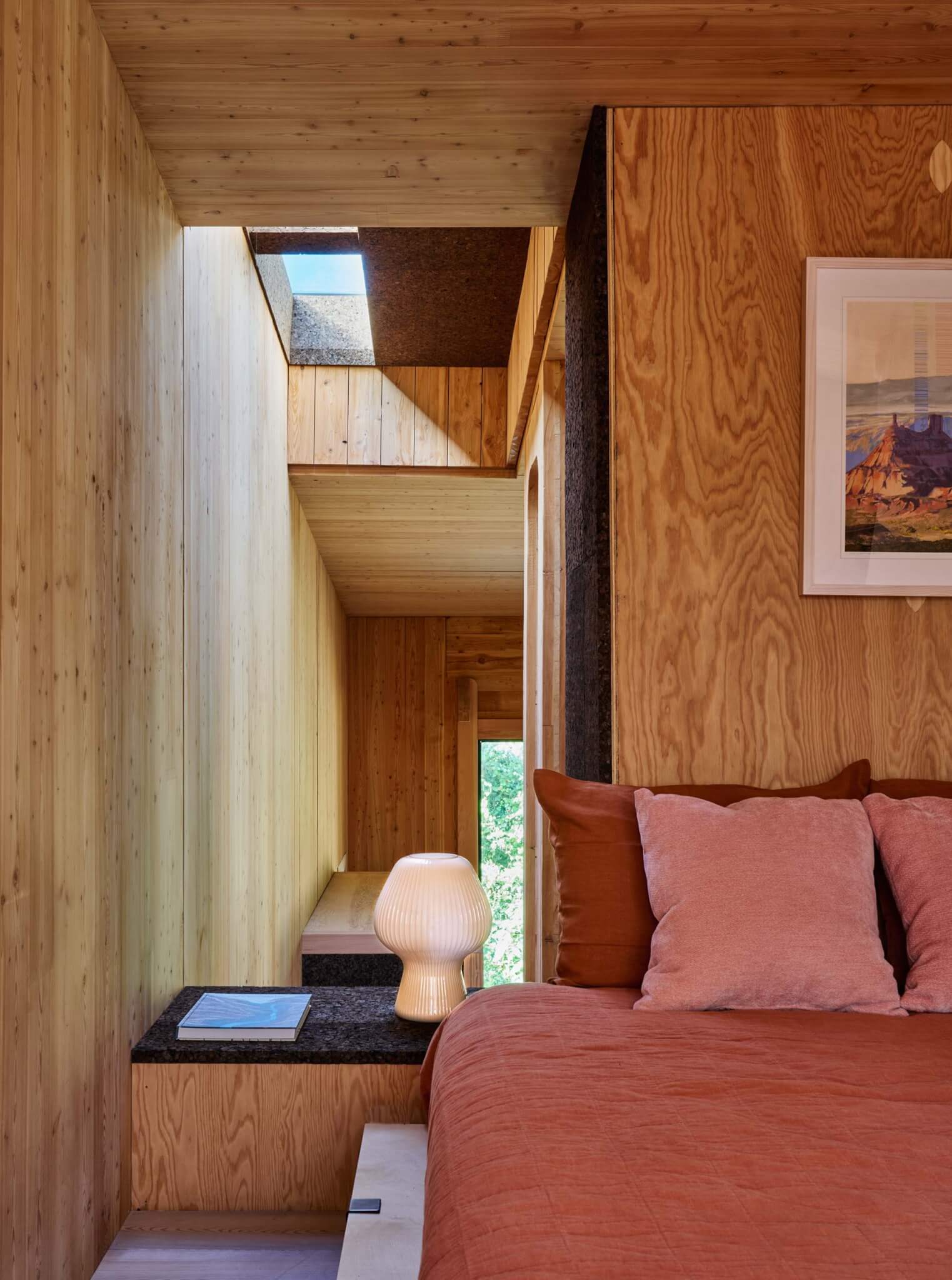 wood walls in the bedroom
