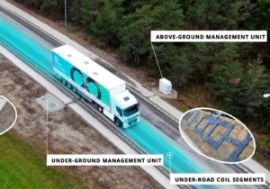 truck on electric charging roadway