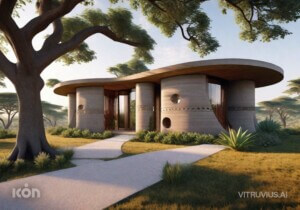 AI rendering of 3D-printed house