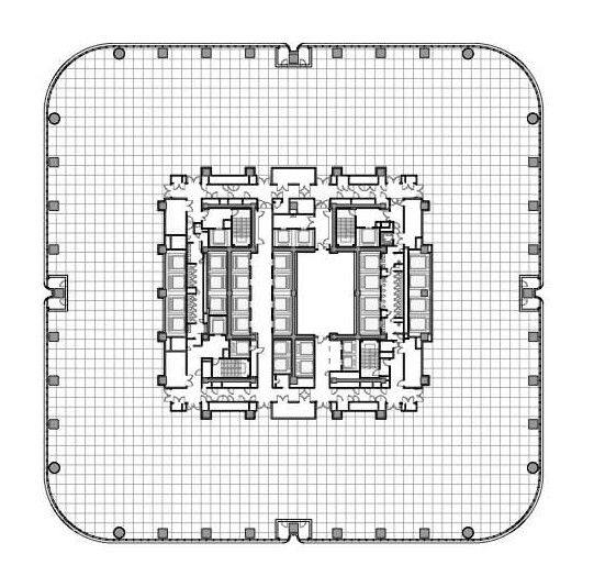 floor plan showing positioning of ventilation shafts