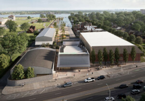 aerial view rendering of Stanton Yards
